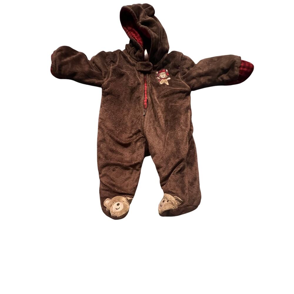 Baby Clothes Just One Carter's 3 Month Brown Velour Monkey Winter Snowsuit, - Picture 1 of 4